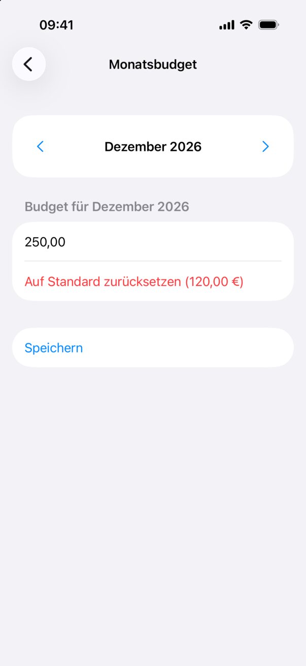 Abweichendes Budget für Dezember 2026