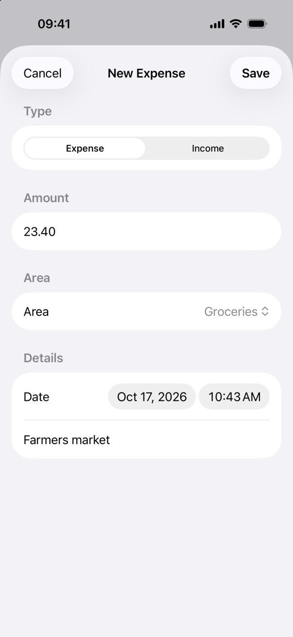 Logging a new expense