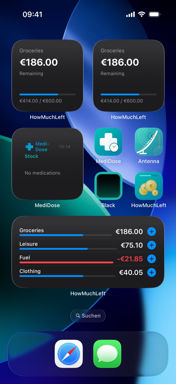 HowMuchLeft widgets in Dark Mode