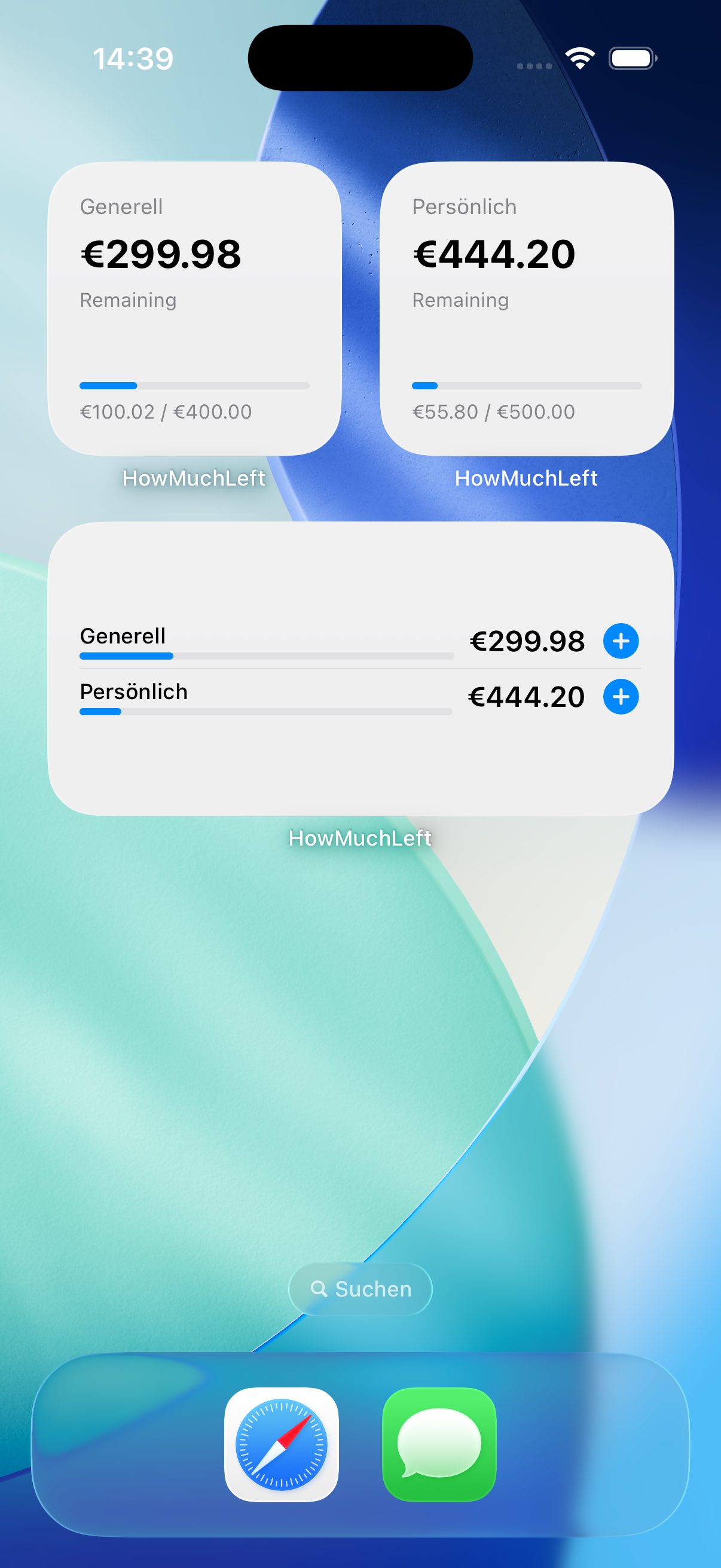 Bereiche und Budgets verwalten