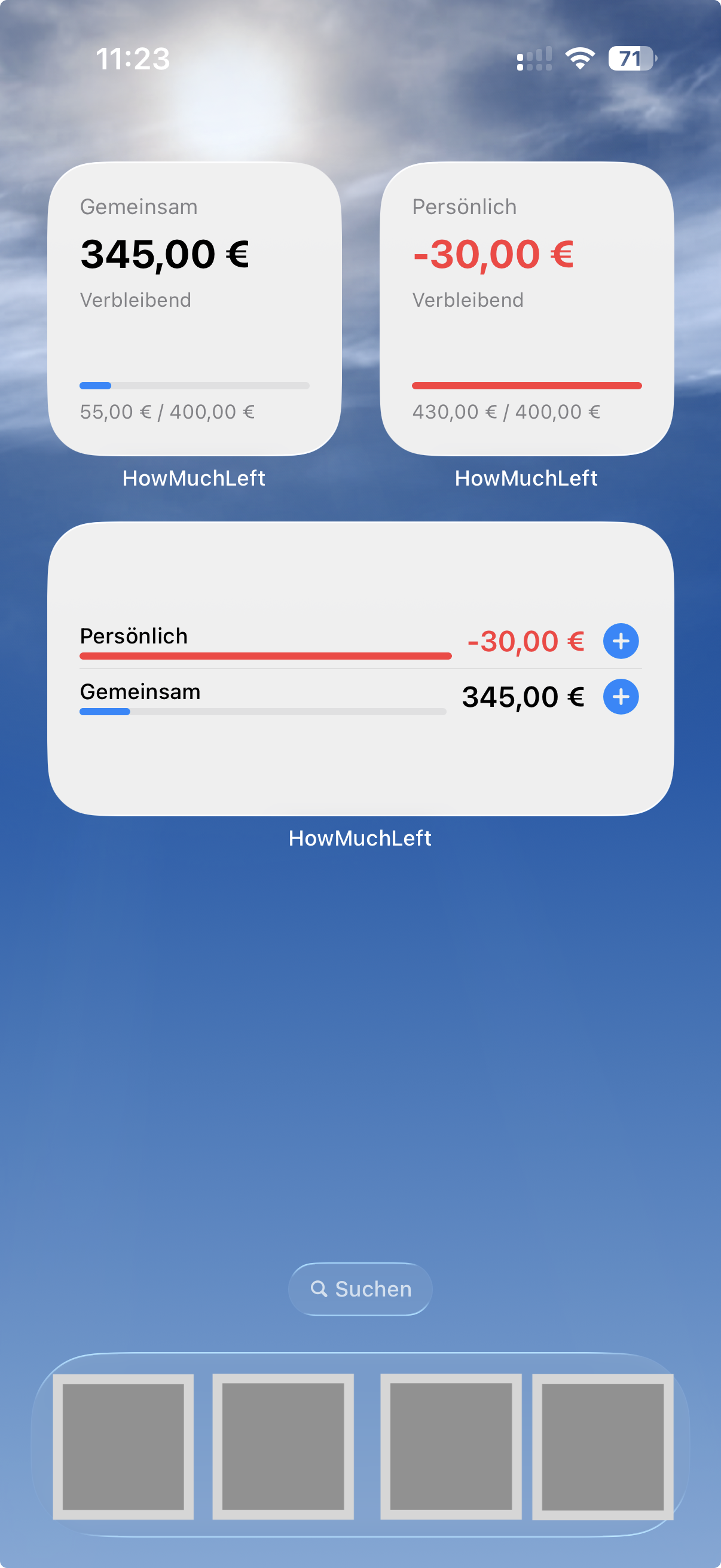 Bereiche und Budgets verwalten